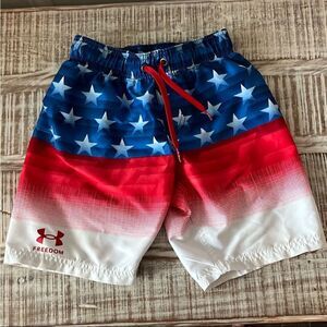 Under Armour Red and White Athletic Shorts with Gradient Design